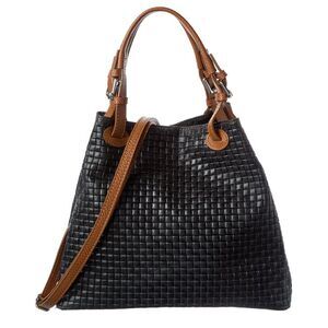 Italian Leather Shoulder Bag, Black